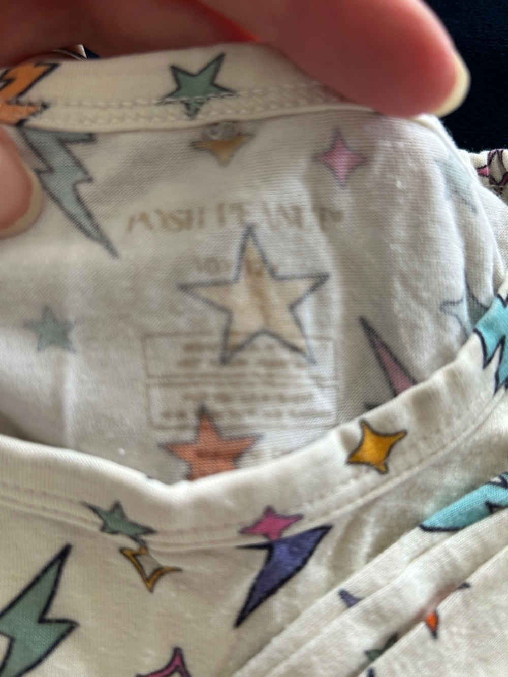 Posh Peanut Ivory Kids Pajama Set with Multicolor Lightning & Stars - Picture 2 of 5